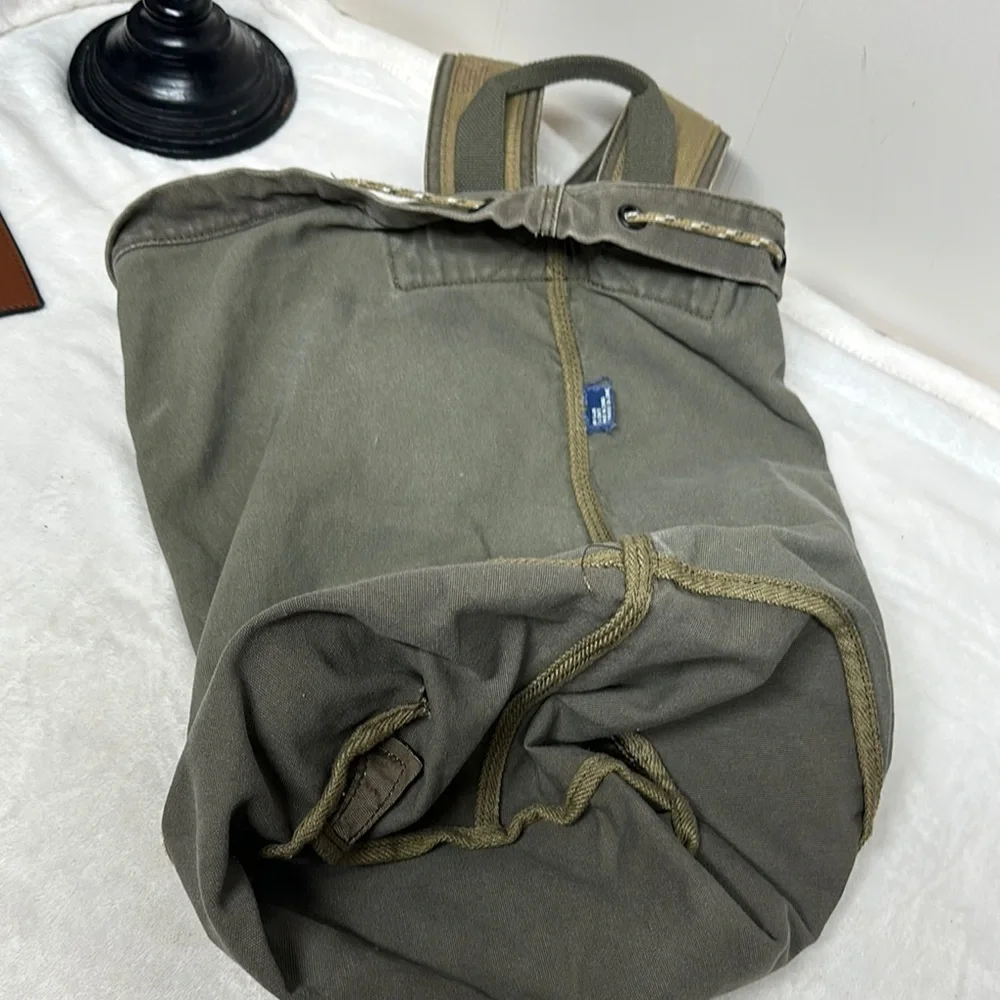 Green Canvas Duffel Bag with Drawstring Closure